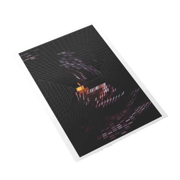An abstract artwork titled "Lustrous Lines" featuring elegant, shimmering lines in metallic silvers, deep indigos, and warm ambers, curving gracefully to convey a sense of refined sensuality and luminous flow.